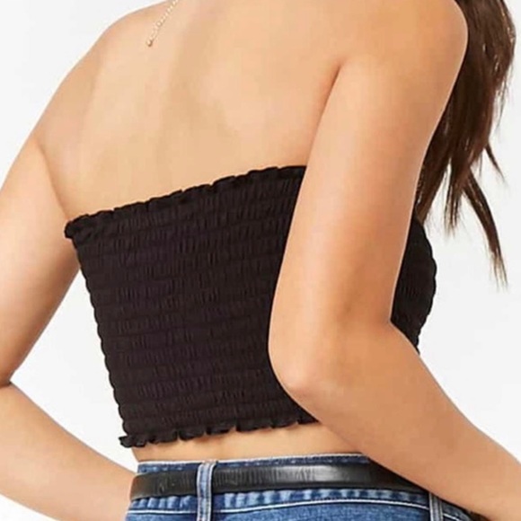 Black Ruched Bandeau Top - Picture 2 of 4